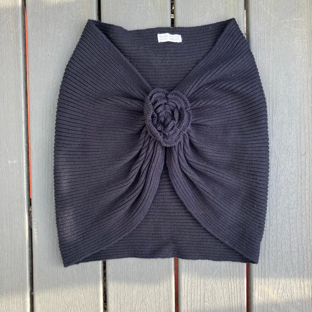 Black rose ribbed knit shawl, whimsigoth fairycore romantic Y2K